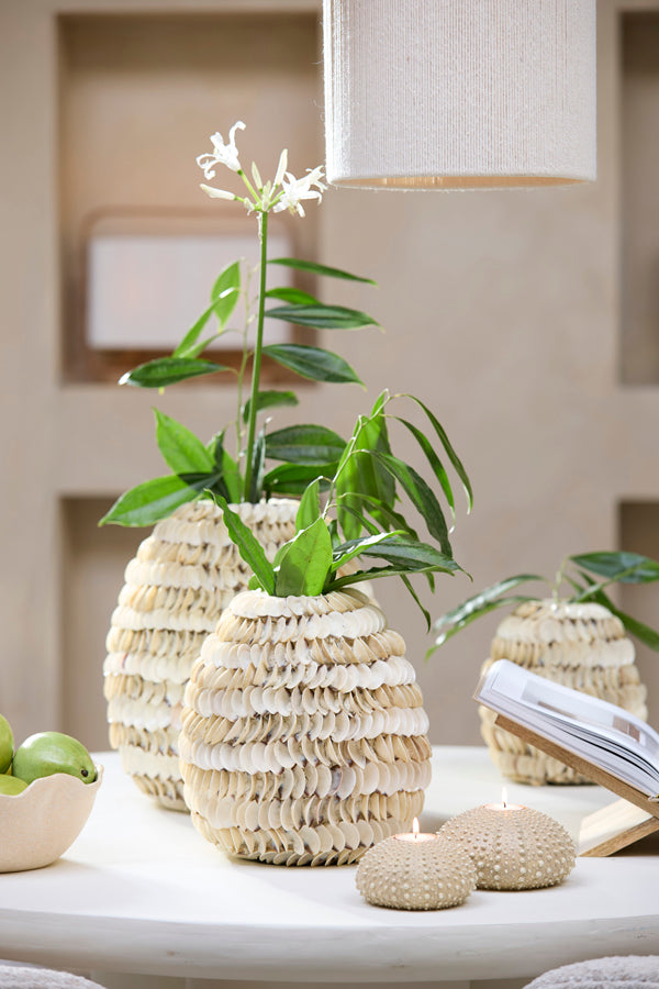 Sarria Bamboo & Cream Shell Vase 27cm