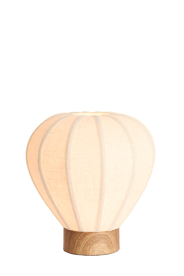 Kyzo Natural Wood Effect & Cream Linen Table Lamp 36cm