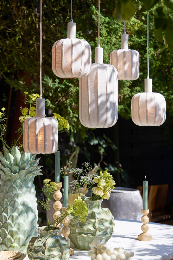 Tufia Cream Linen 5 Light Pendant Light