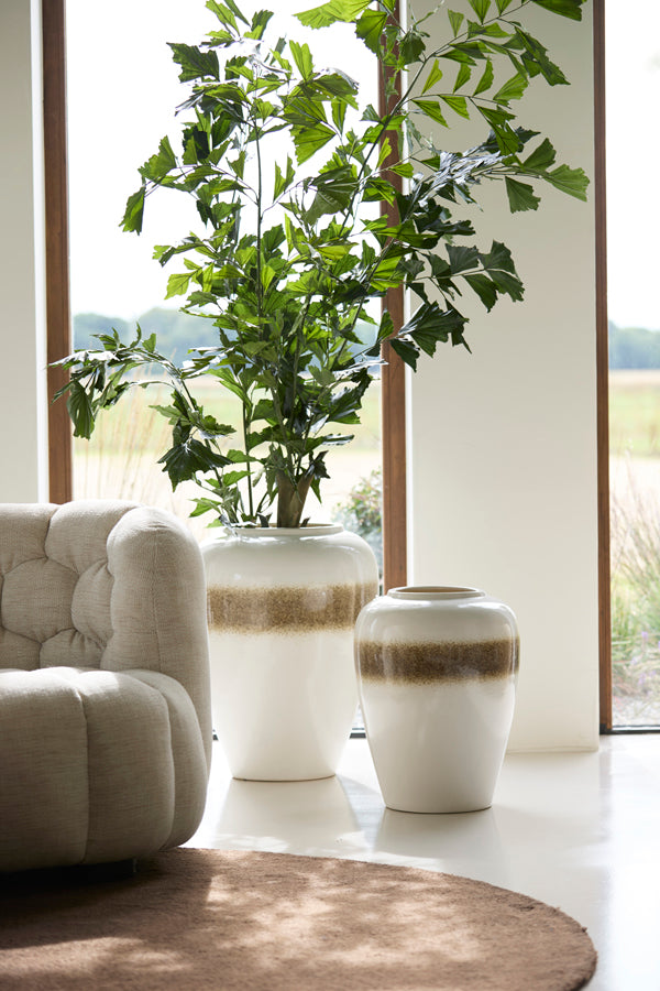 Valeria Cream & Brown Ceramic Vase 52cm