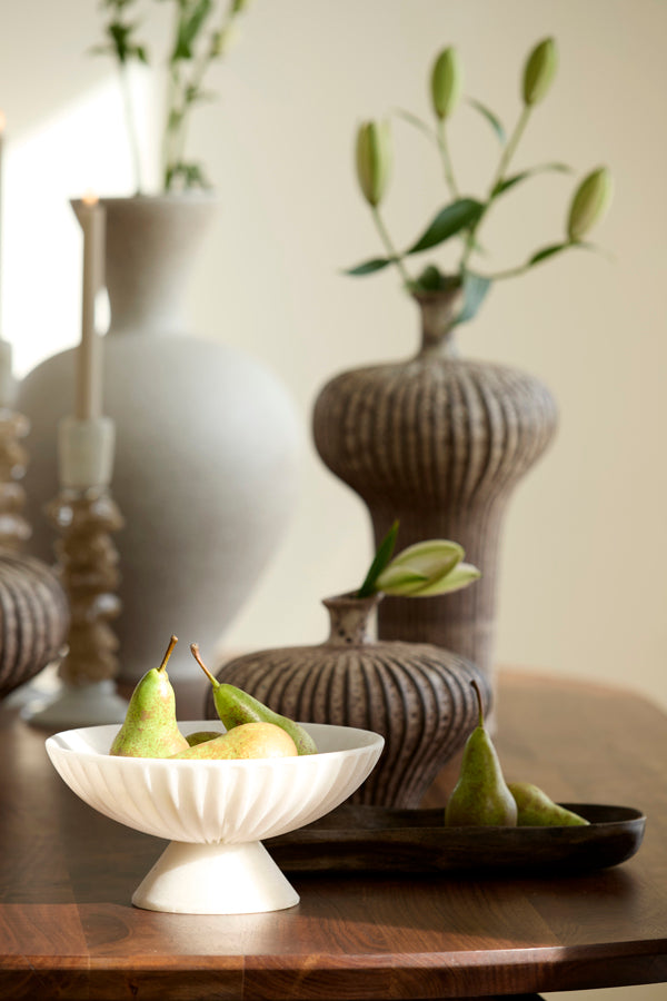 Shila Cream Decorative Bowl on Stand 25cm