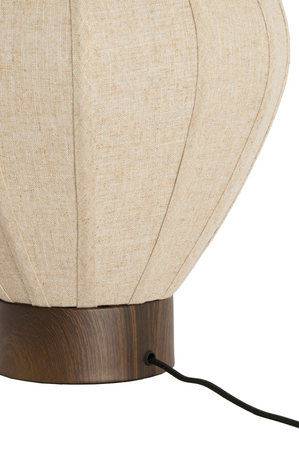 Kyzo Dark Brown Wood Effect & Natural Linen Table Lamp 36cm