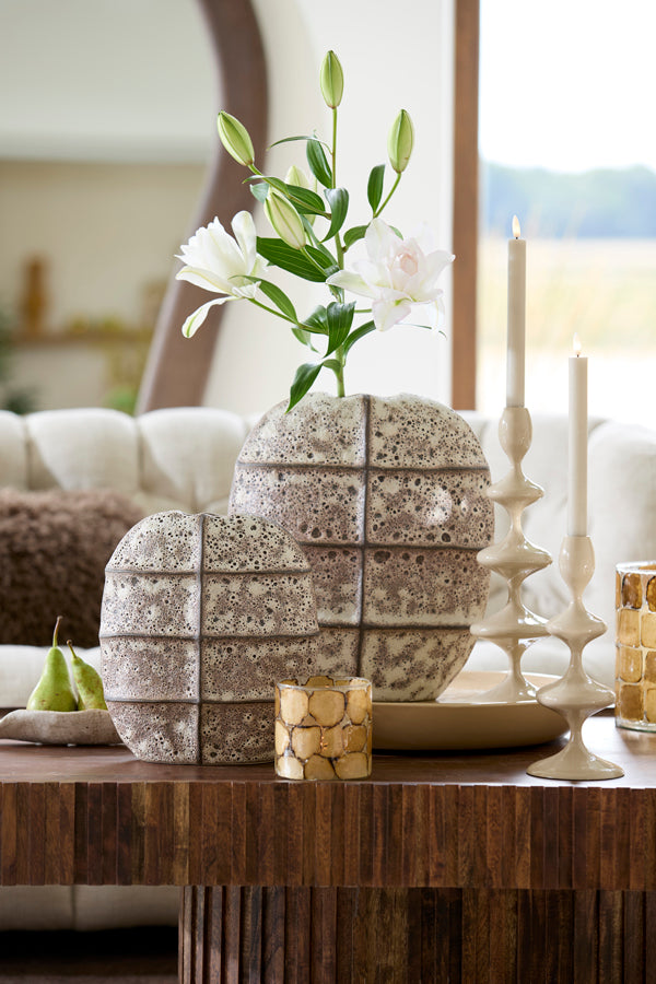 Mantu Matt Dark Brown & Cream Ceramic Vase 28cm