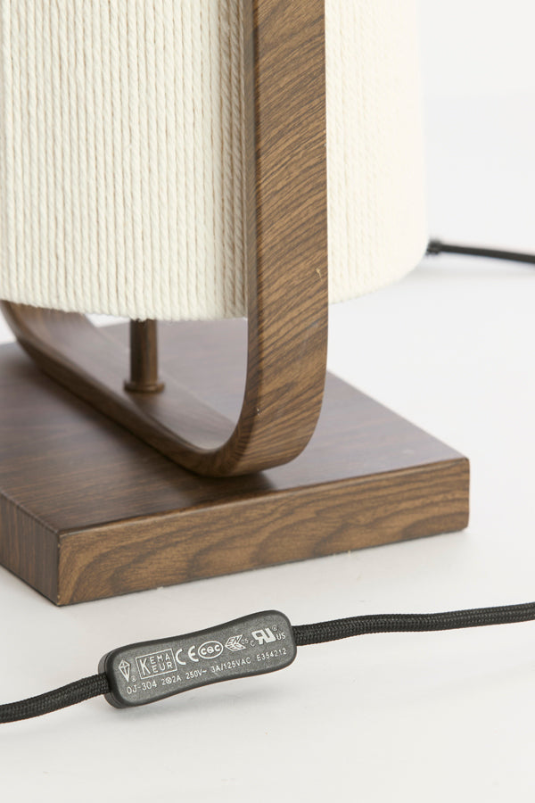 Lecce Dark Brown Wood Effect & Cream Rope Table Lamp