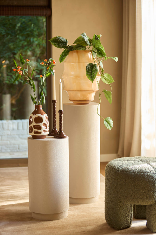 Sinice Brown & Cream Abstract Ceramic Vase