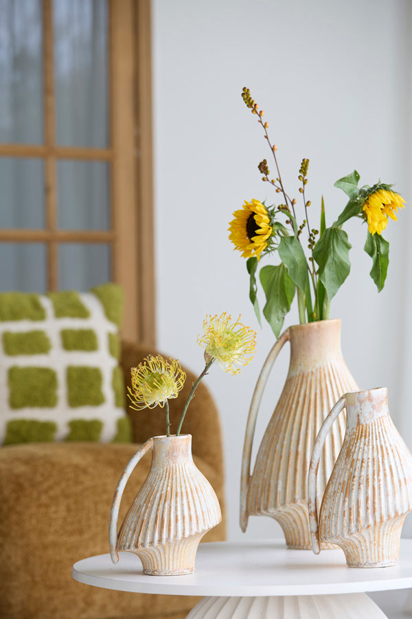Forla Cream & Orange/Brown Ceramic Vase 22cm
