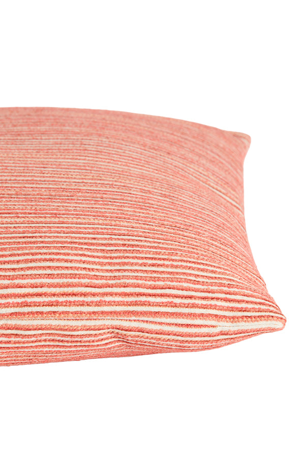 Hayden Cream & Coral Striped Feather Filled Square Cushion 45x45cm