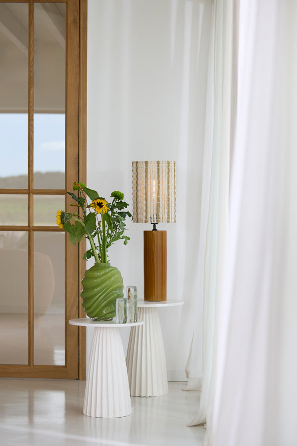 Veglia Cream Fluted Metal Round Side Table 51cm