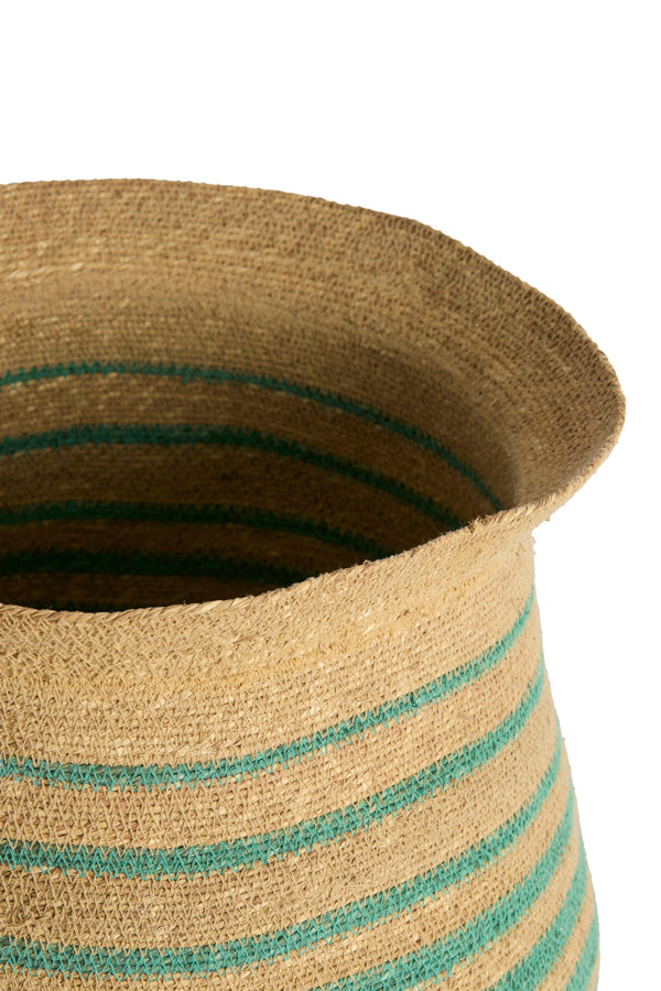 Rutja Set of 2 Natural & Turquoise Seagrass Storage Baskets