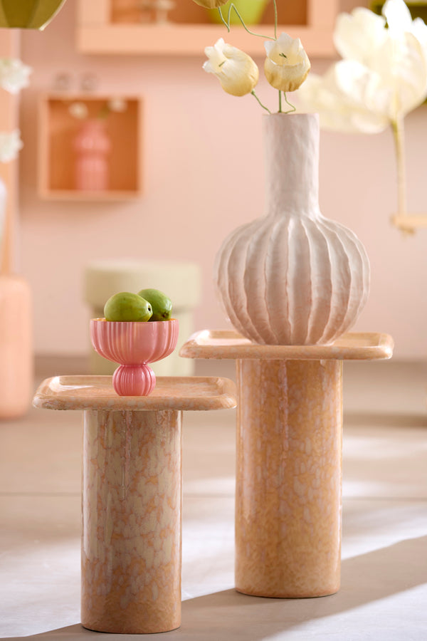 Senago Cream Wavy Ceramic Vase 50cm