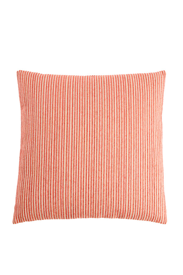 Hayden Cream & Coral Striped Feather Filled Square Cushion 45x45cm