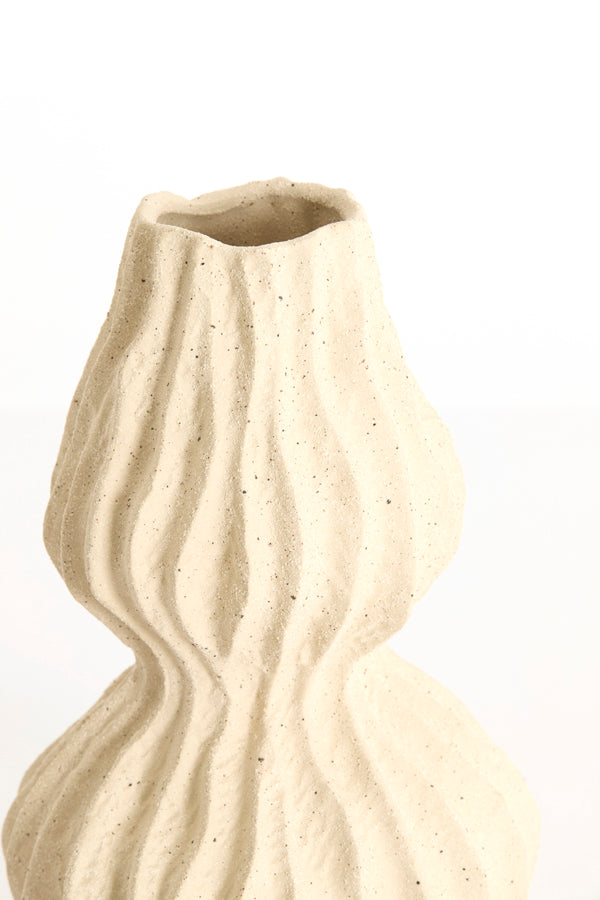 Vania Cream Wavy Ceramic Vase 31.5cm