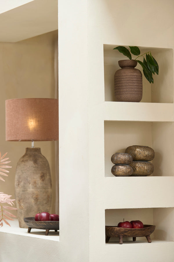 Arpino Matt Dark Brown Ribbed Ceramic Vase 26cm