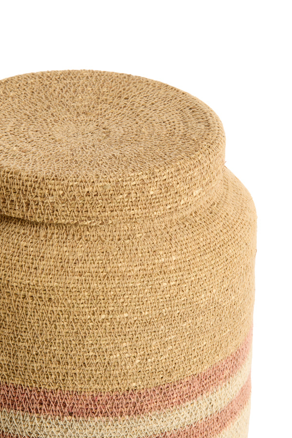 Betania Set of 2 Natural & Light Pink Seagrass Storage Baskets