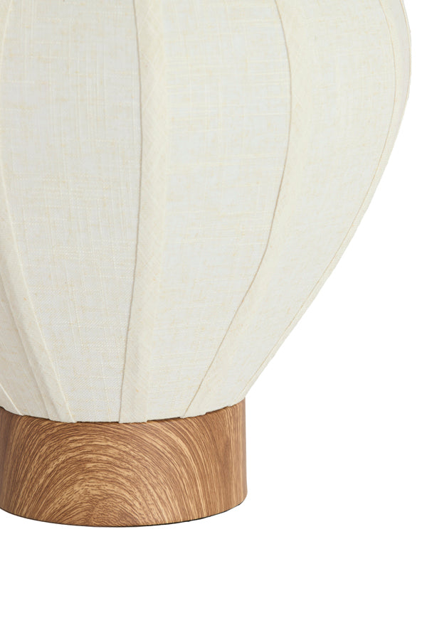 Kyzo Natural Wood Effect & Cream Linen Table Lamp 36cm