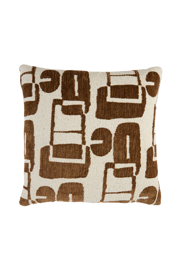 Lyss Dark Brown & Cream Abstract Feather Filled Square Cushion 45x45cm