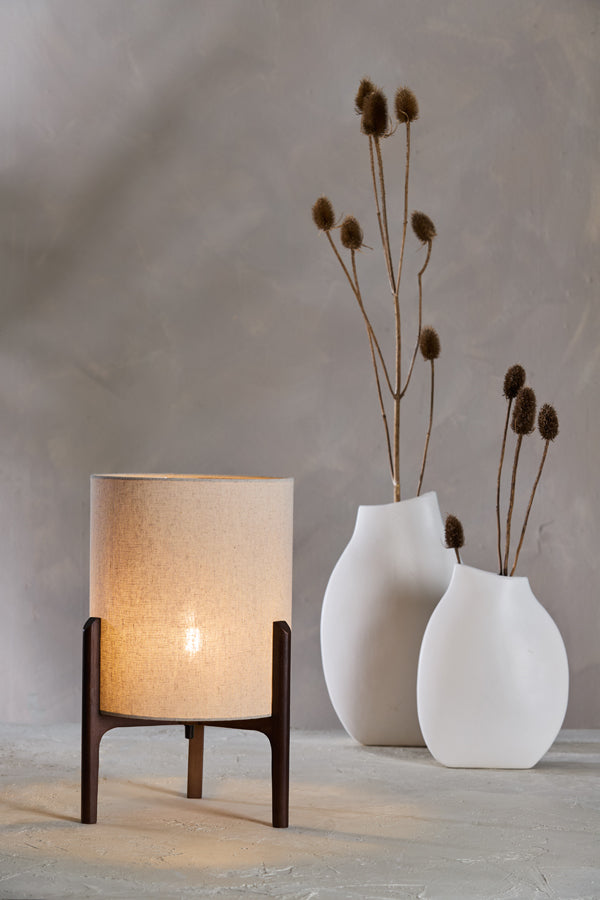 Litto Dark Brown & Natural Linen Table Lamp 44cm