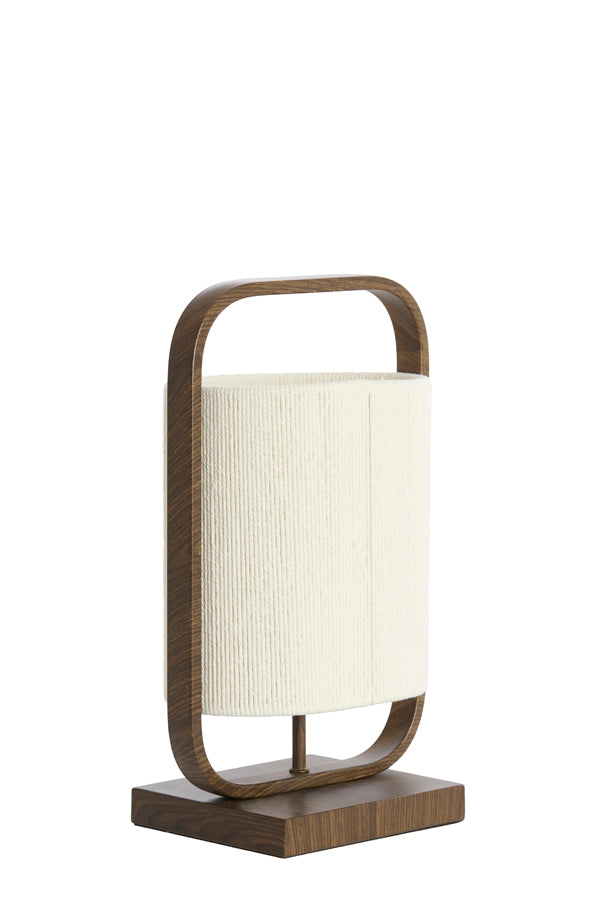 Lecce Dark Brown Wood Effect & Cream Rope Table Lamp