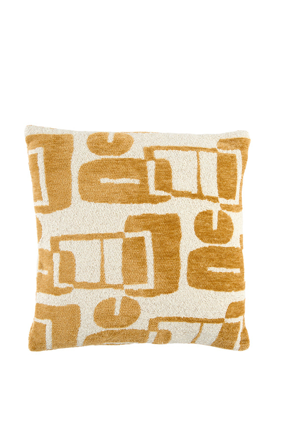 Lyss Mustard Yellow & Cream Abstract Feather Filled Square Cushion 45x45cm