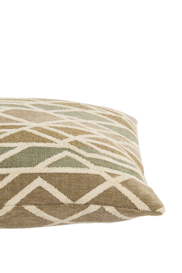 Fuldos Mint Green & Cream Geometric Feather Filled Square Cushion 45x45cm