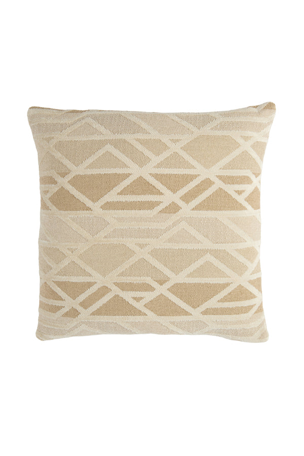 Fuldos Beige & Cream Geometric Feather Filled Square Cushion 45x45cm