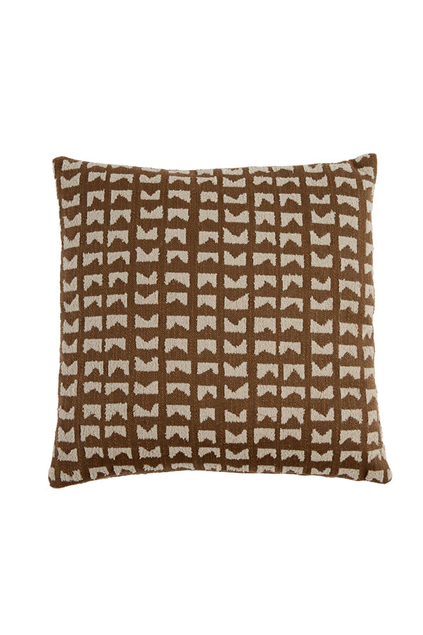 Sontra Dark Brown & Taupe Geometric Feather Filled Square Cushion 45x45cm