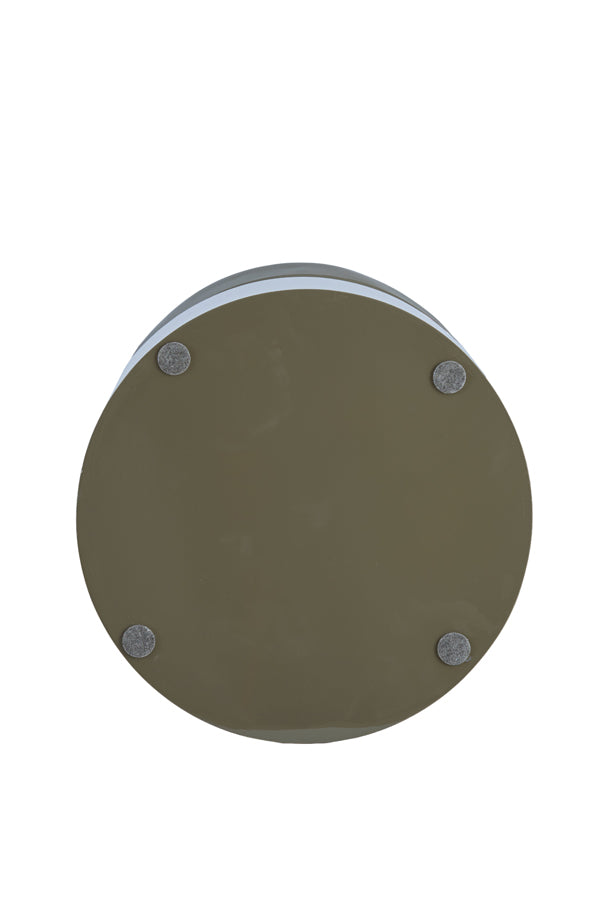Dhoti Gloss Taupe Geometric Round Side Table