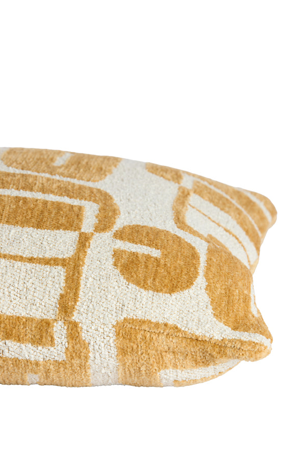 Lyss Mustard Yellow & Cream Abstract Feather Filled Square Cushion 45x45cm