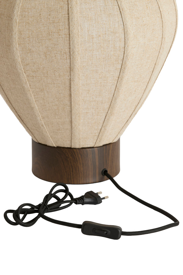 Kyzo Dark Brown Wood Effect & Natural Linen Table Lamp 36cm