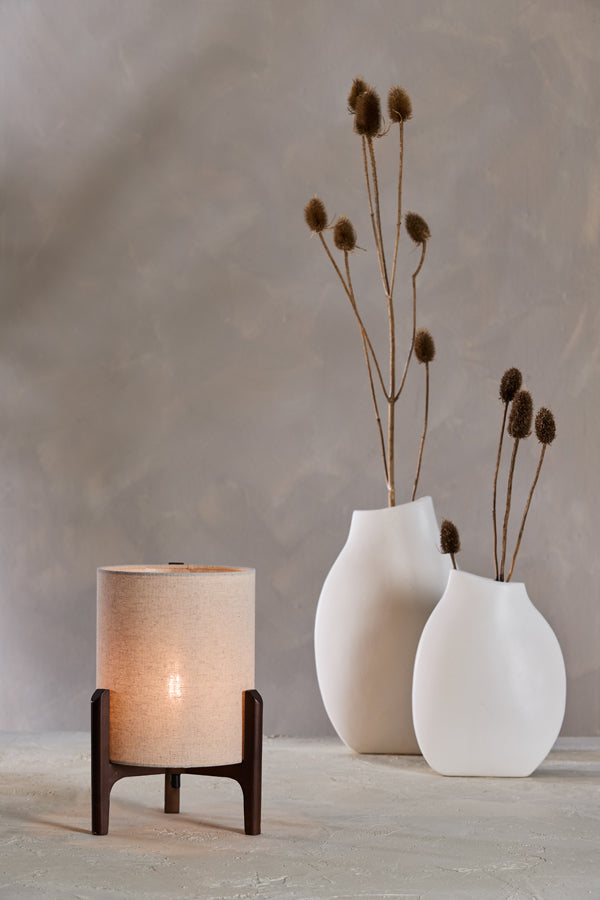 Litto Dark Brown & Natural Linen Table Lamp 33cm