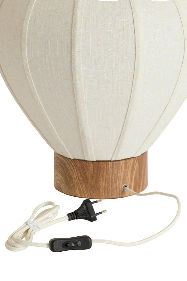 Kyzo Natural Wood Effect & Cream Linen Table Lamp 36cm