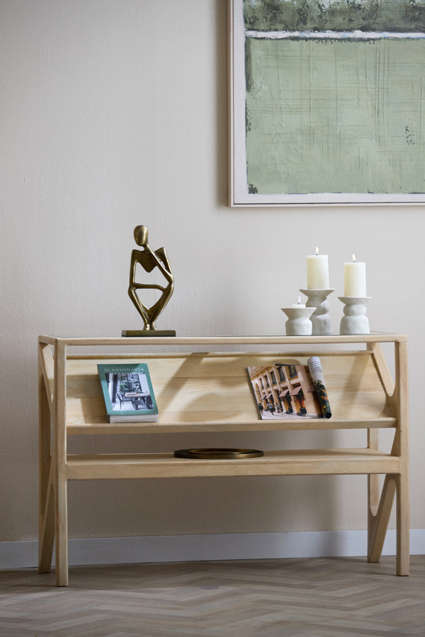 Yuki Natural Mango Wood & Glass Console Table