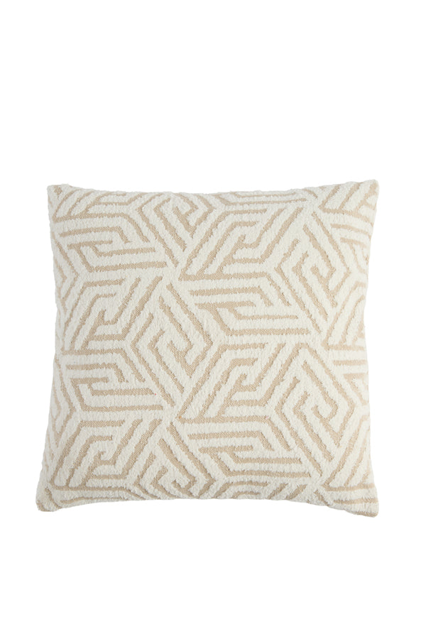 Vevey Beige & Cream Geometric Feather Filled Square Cushion 45x45cm
