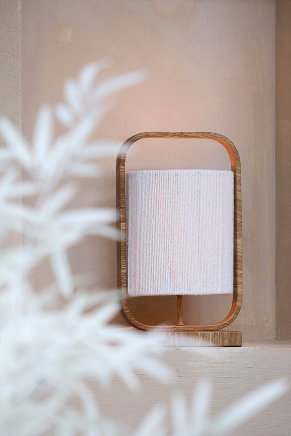Lecce Natural Wood Effect & Cream Rope Table Lamp