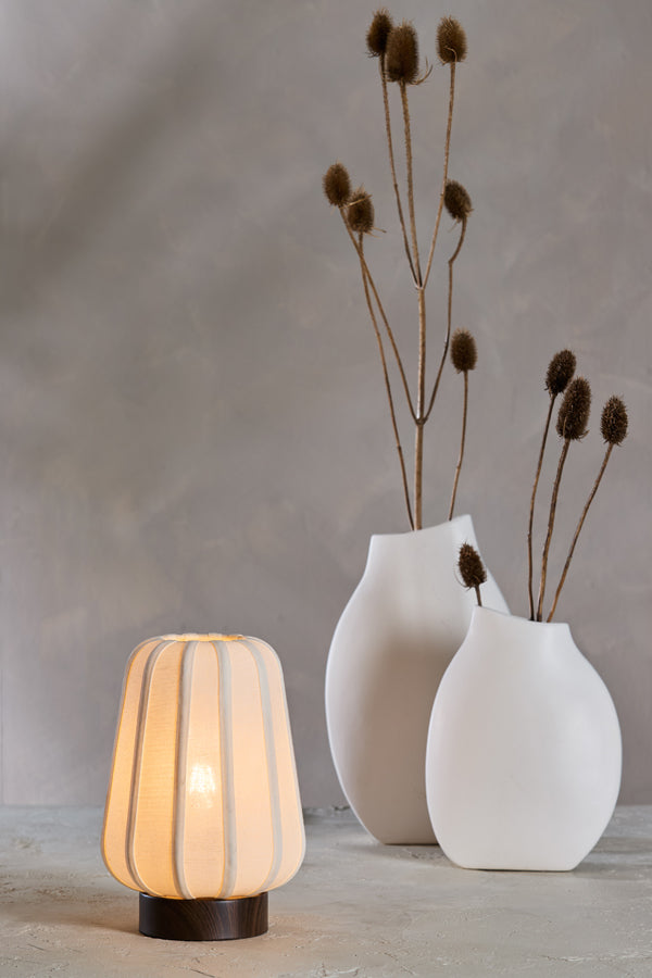 Bibia Dark Brown Wood Effect & White Table Lamp 29cm