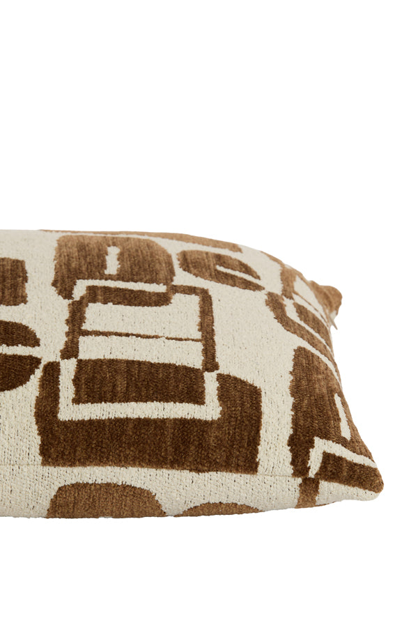 Lyss Dark Brown & Cream Abstract Feather Filled Square Cushion 45x45cm