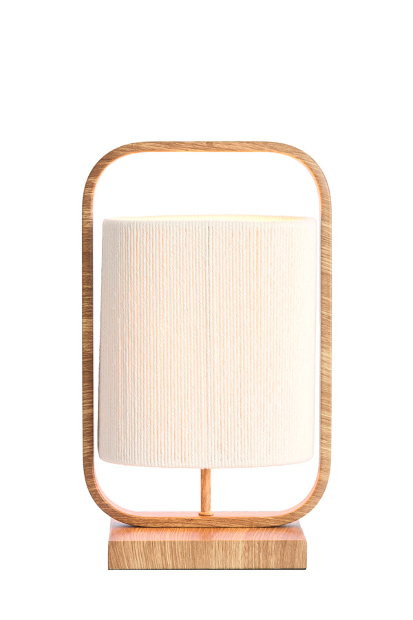 Lecce Natural Wood Effect & Cream Rope Table Lamp