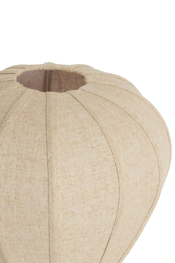 Kyzo Dark Brown Wood Effect & Natural Linen Table Lamp 36cm