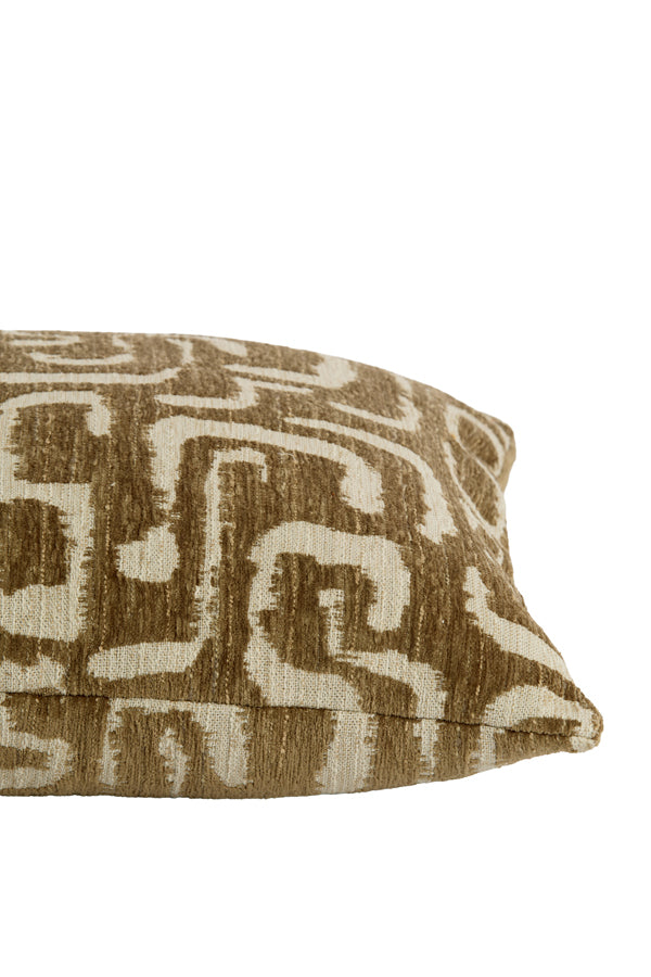 Alzey Green/Grey & Beige Abstract Feather Filled Square Cushion 45x45cm