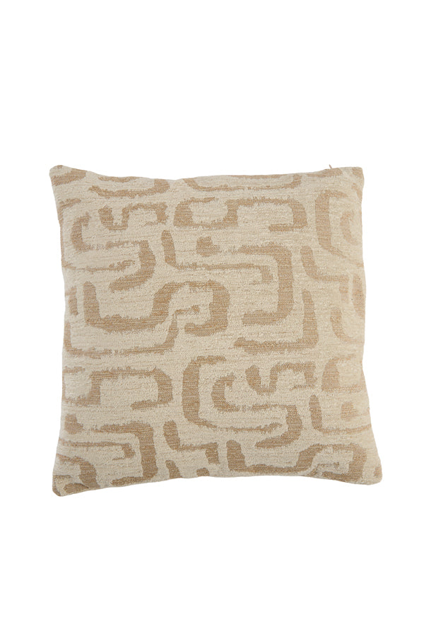 Alzey Beige & Sand Abstract Feather Filled Square Cushion 45x45cm