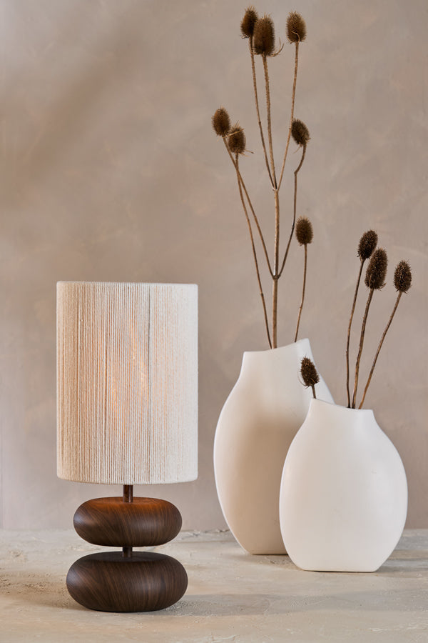 Danialo Dark Brown Wood Effect & Cream Rope Table Lamp 50.5cm