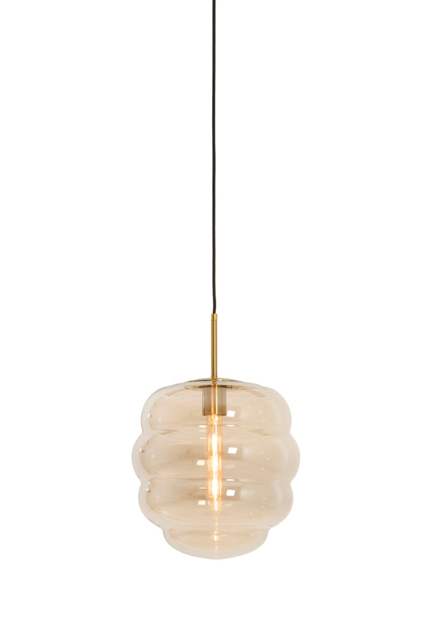 Misty Amber Glass & Gold Pendant Light 30cm
