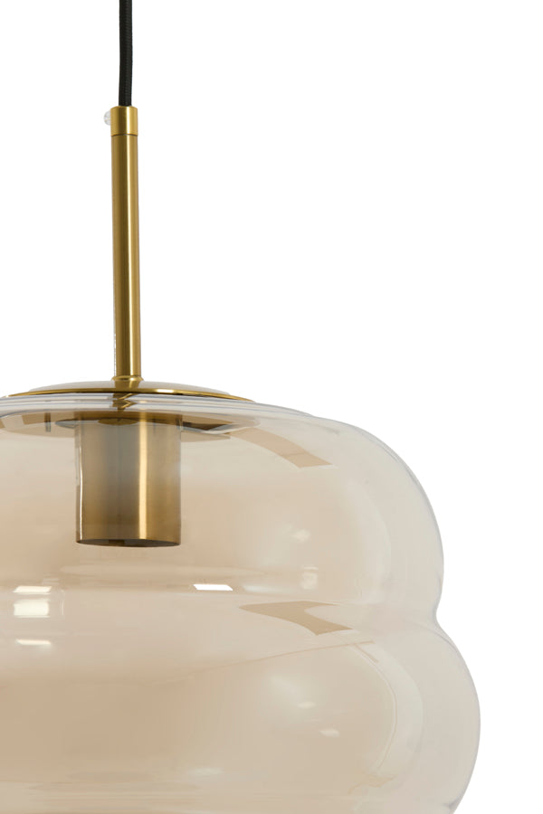Misty Amber Glass & Gold Pendant Light 30cm