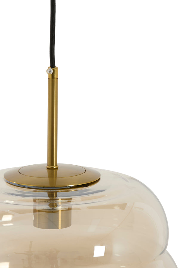 Misty Amber Glass & Gold Pendant Light 30cm