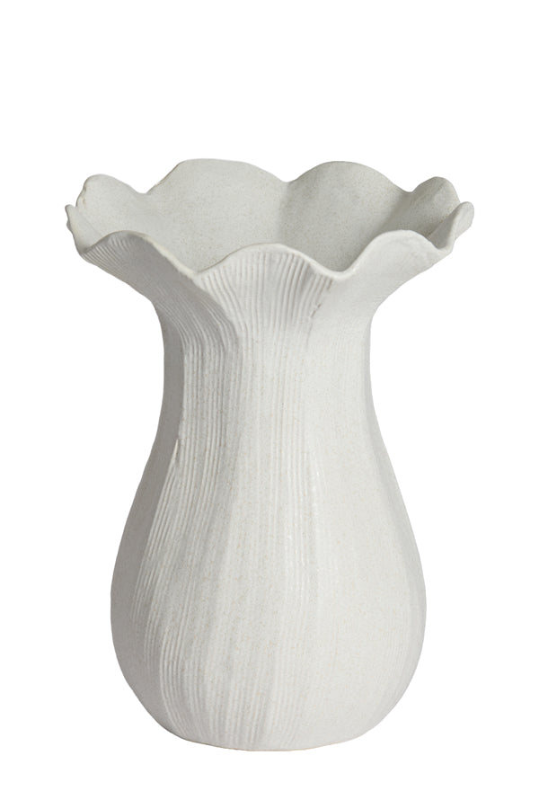 Zenora Matt Cream Fluted Ceramic Vase 30.5cm