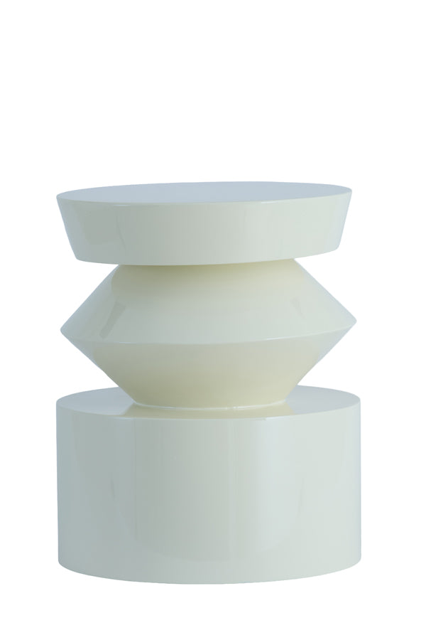 Dhoti Gloss Cream Round Side Table