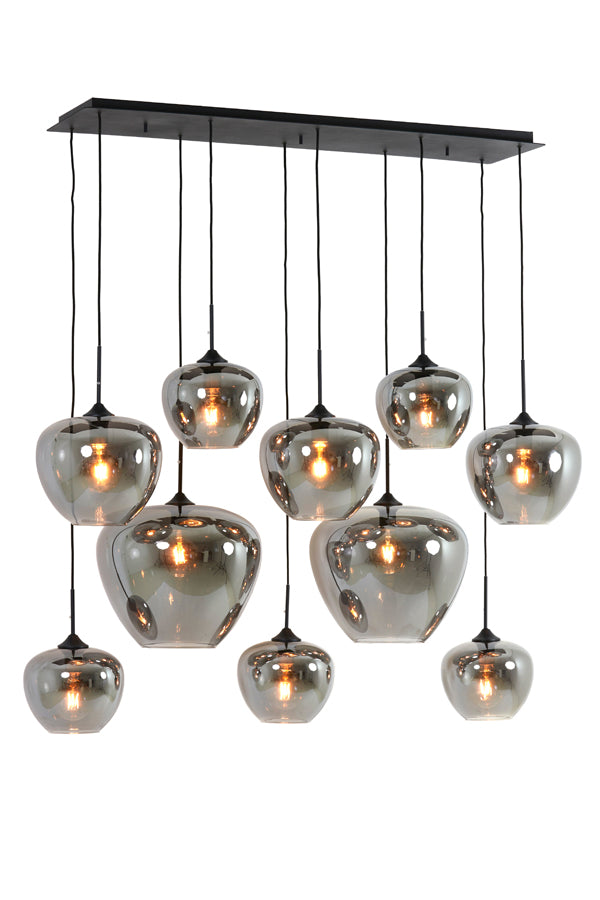 Mayson Smoked Glass & Matt Black 10 Light Pendant Light