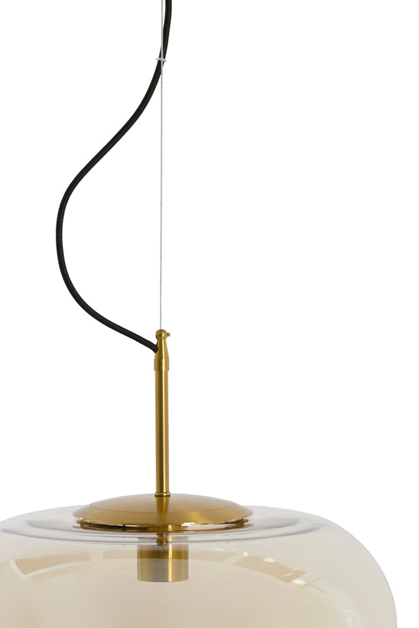 Misty Amber Glass & Gold Pendant Light 45cm