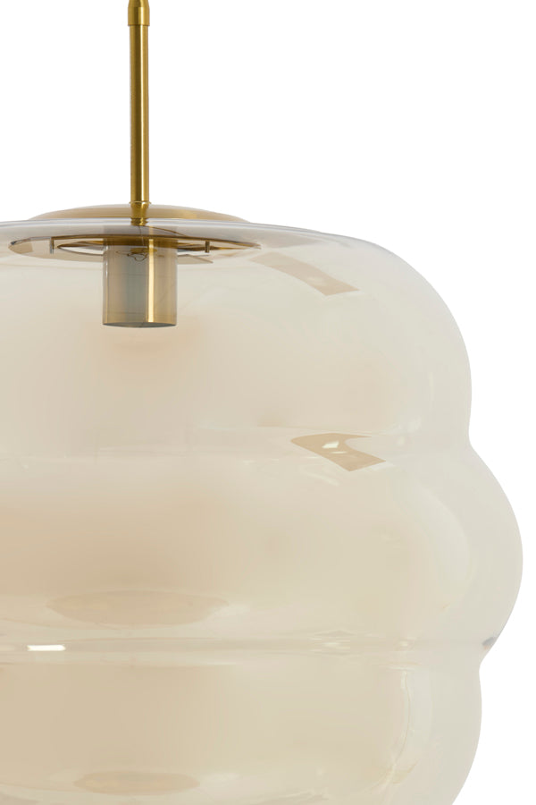 Misty Amber Glass & Gold Pendant Light 45cm