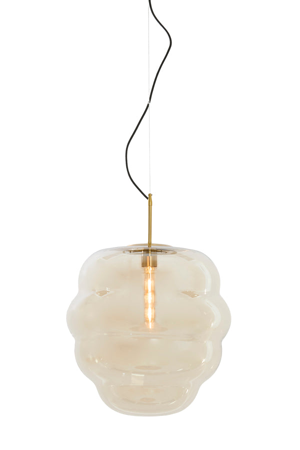 Misty Amber Glass & Gold Pendant Light 45cm